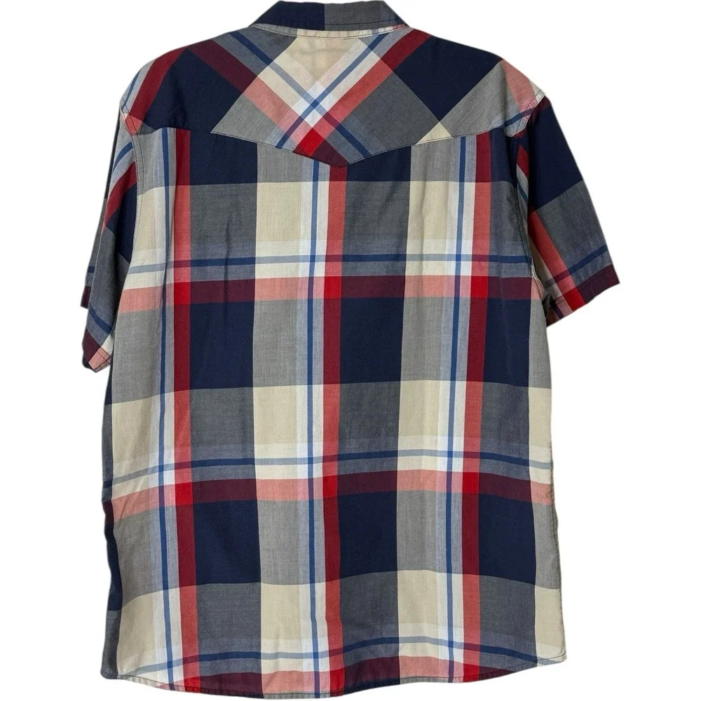 Levi's Plaid Short Sleeve Collared Button Up Shirt‎ Pearl Snaps Mens XL